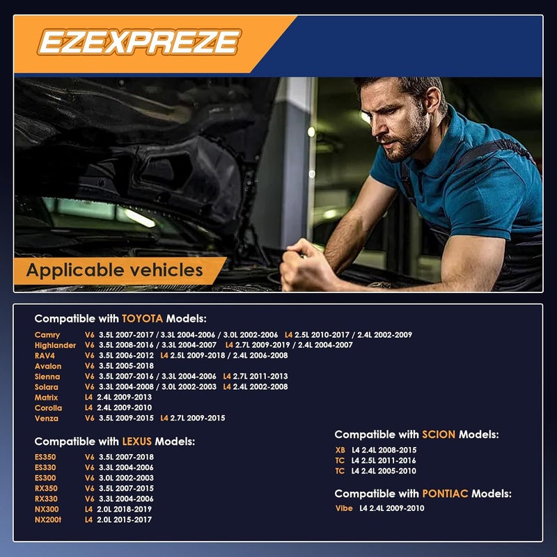 E EZEXPREZE 17825N إيزإكسبريز موتور بدء التشغيل متوافق مع لكزس 07-18 ES350 07-15 RX350، تويوتا 07-17 كامري، 08-16 هايلاندر، 06-12 RAV4، 07-16 سيينا، 09-16 فينزا 3.5L V6 1.6kw 13-أسنان عكس عقارب الساعة استبدال# 428000-0700 - Image 2